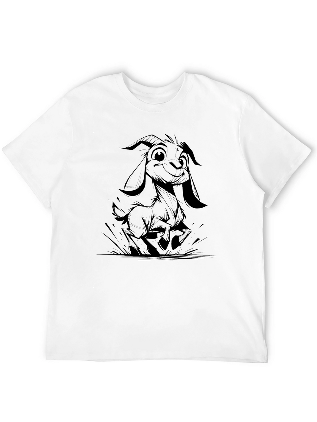 Black Goat Cartoon Tee - Cute & Comfy Style
