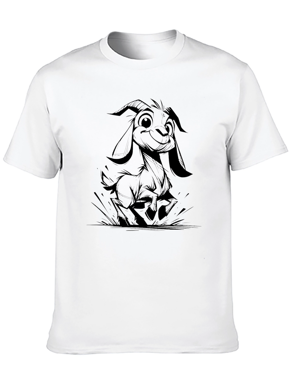 Black Goat Cartoon Tee - Cute & Comfy Style
