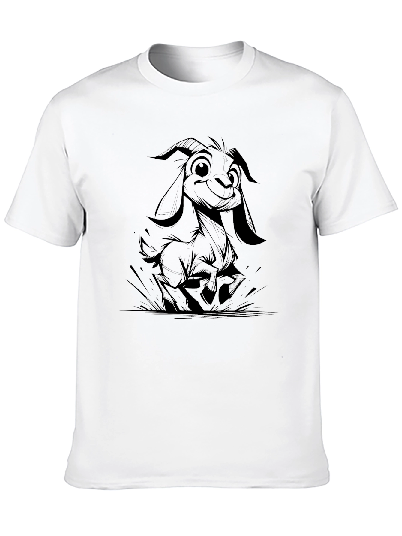 Black Goat Cartoon Tee - Cute & Comfy Style