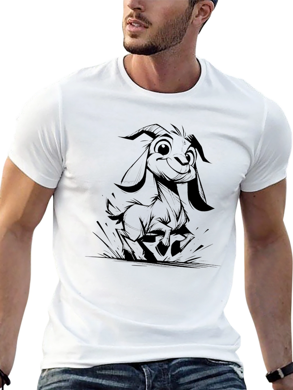 Black Goat Cartoon Tee - Cute & Comfy Style