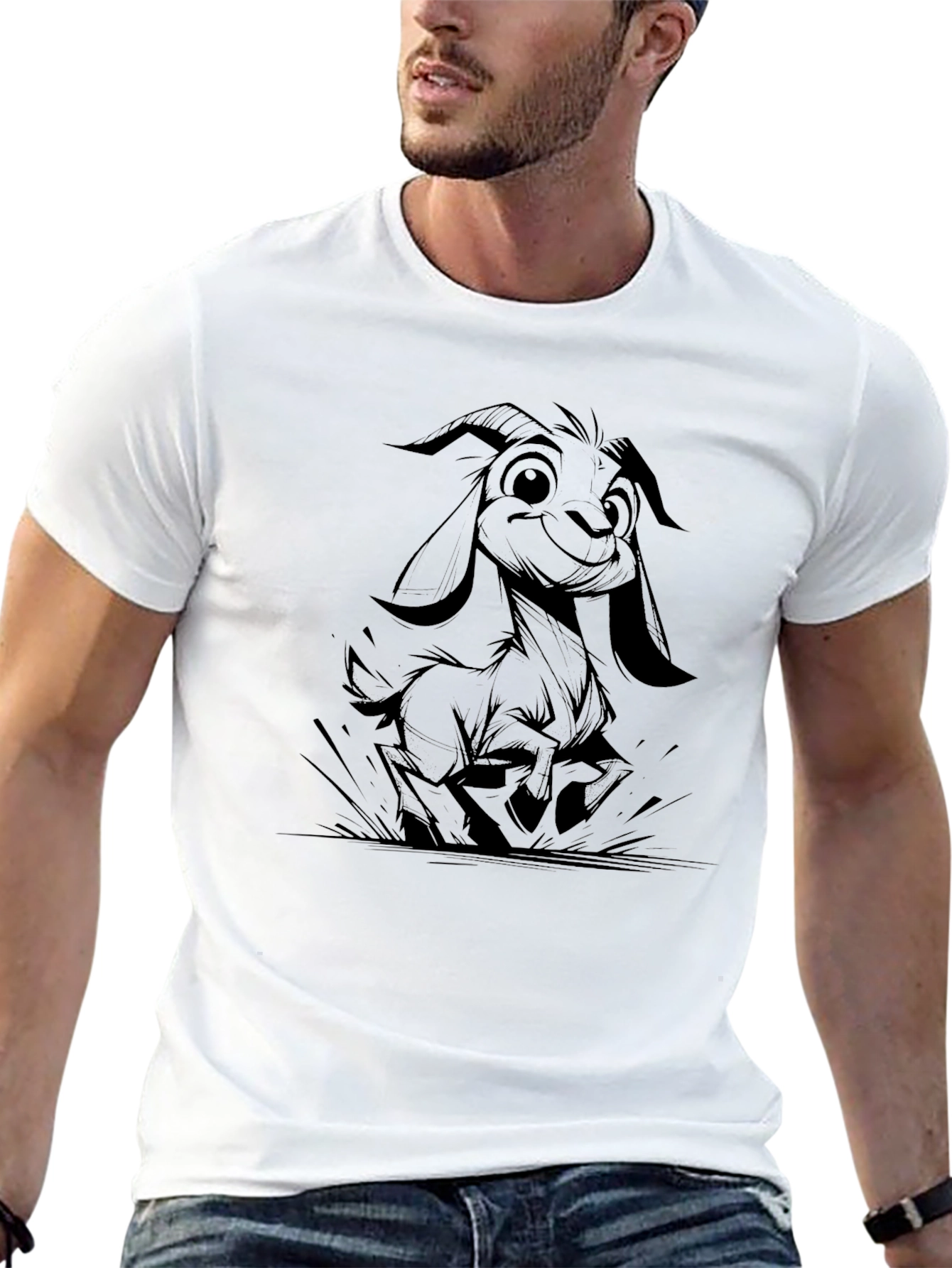 Black Goat Cartoon Tee - Cute & Comfy Style