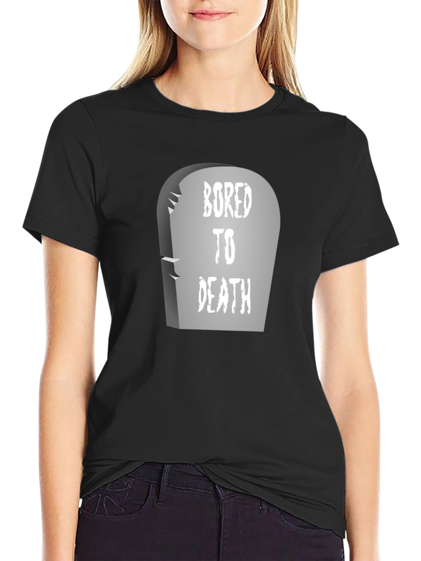 Bored to Death Graphic Tee - Unique Tombstone Design