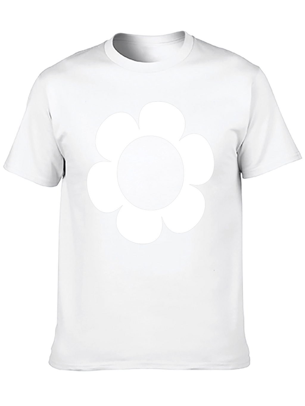Black T-Shirt with White Flower Graphic