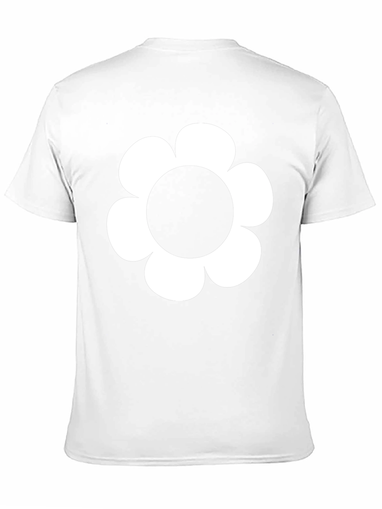 Black T-Shirt with White Flower Graphic