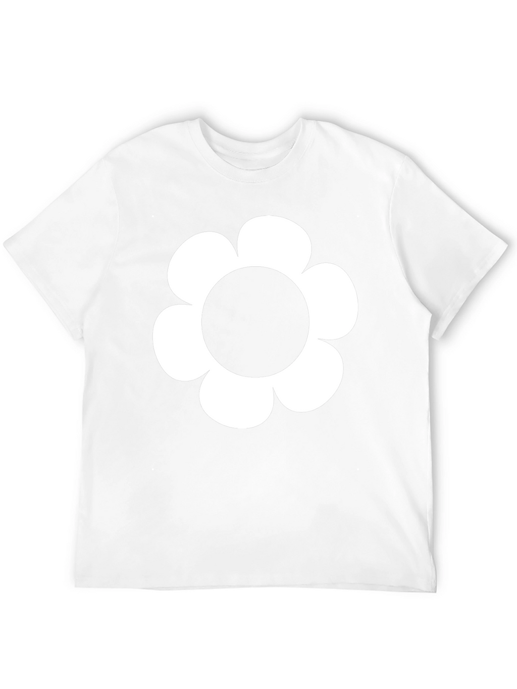 Black T-Shirt with White Flower Graphic