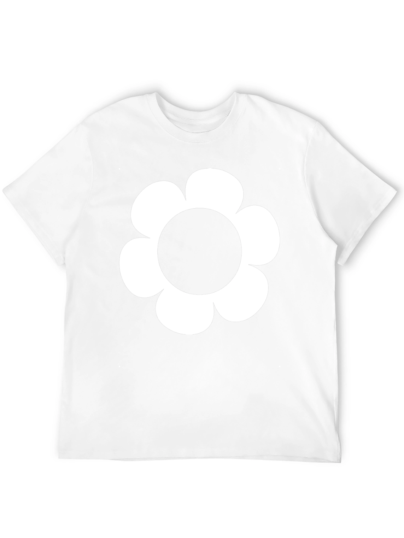 Black T-Shirt with White Flower Graphic