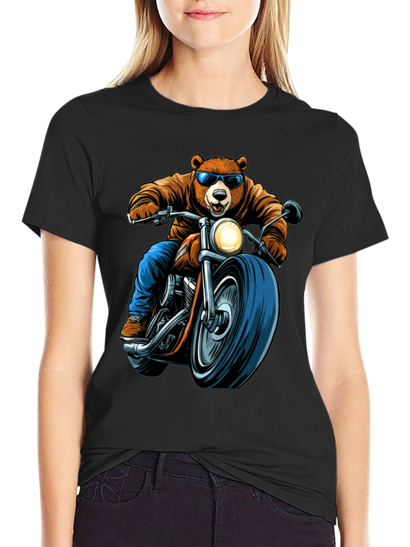Bear Rider Graphic Tee - Cool Biker Bear T-Shirt
