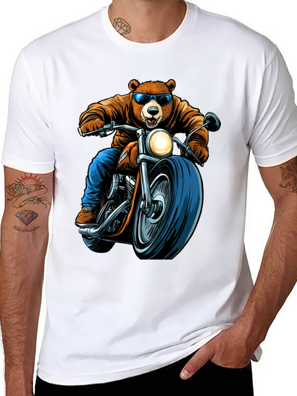 Bear Rider Graphic Tee - Cool Biker Bear T-Shirt