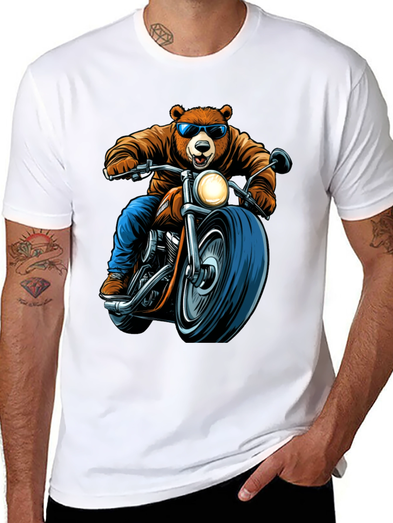 Bear Rider Graphic Tee - Cool Biker Bear T-Shirt