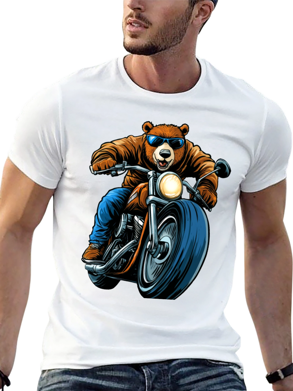 Bear Rider Graphic Tee - Cool Biker Bear T-Shirt
