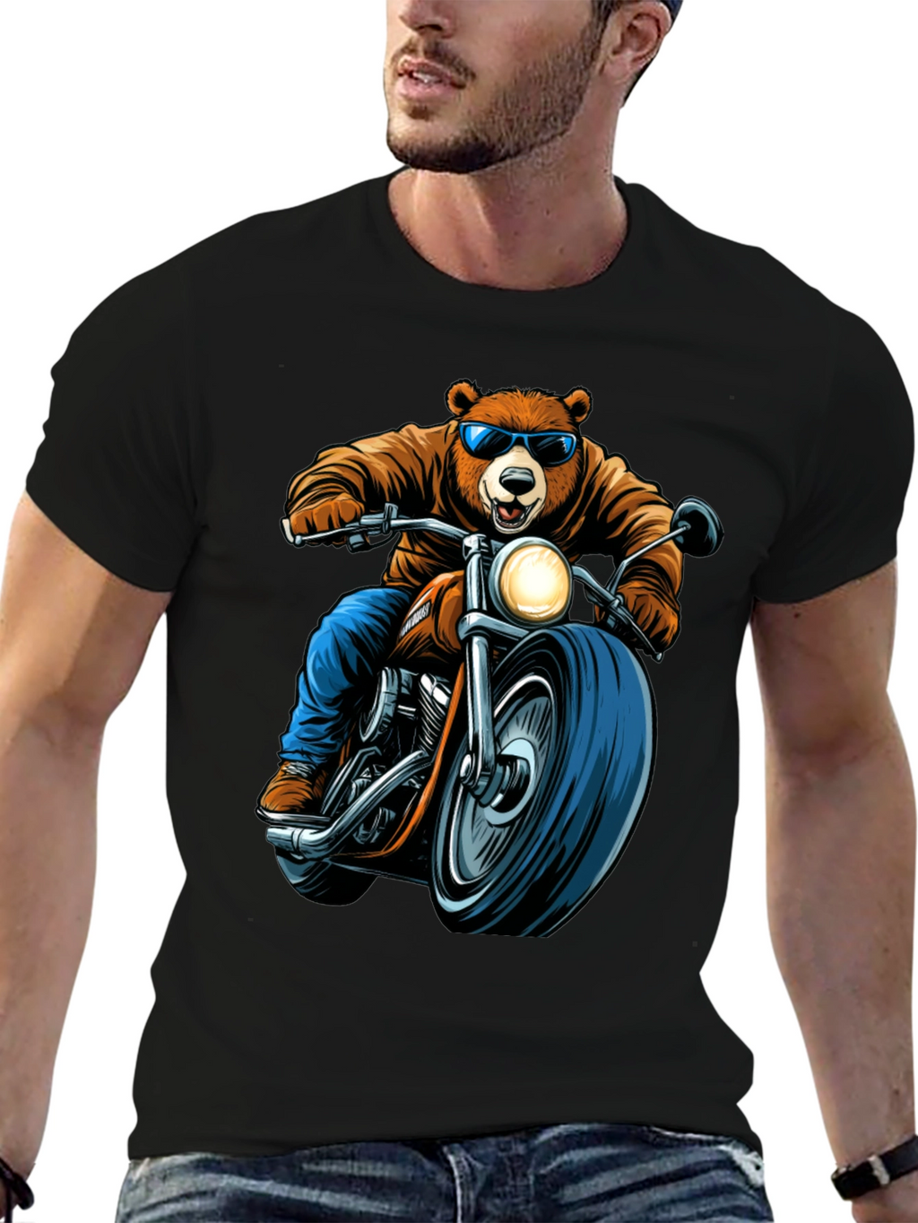 Bear Rider Graphic Tee - Cool Biker Bear T-Shirt