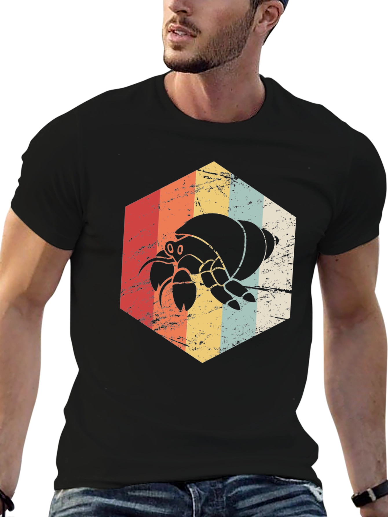 Retro Hermit Crab Graphic Tee - Unisex Black T-Shirt