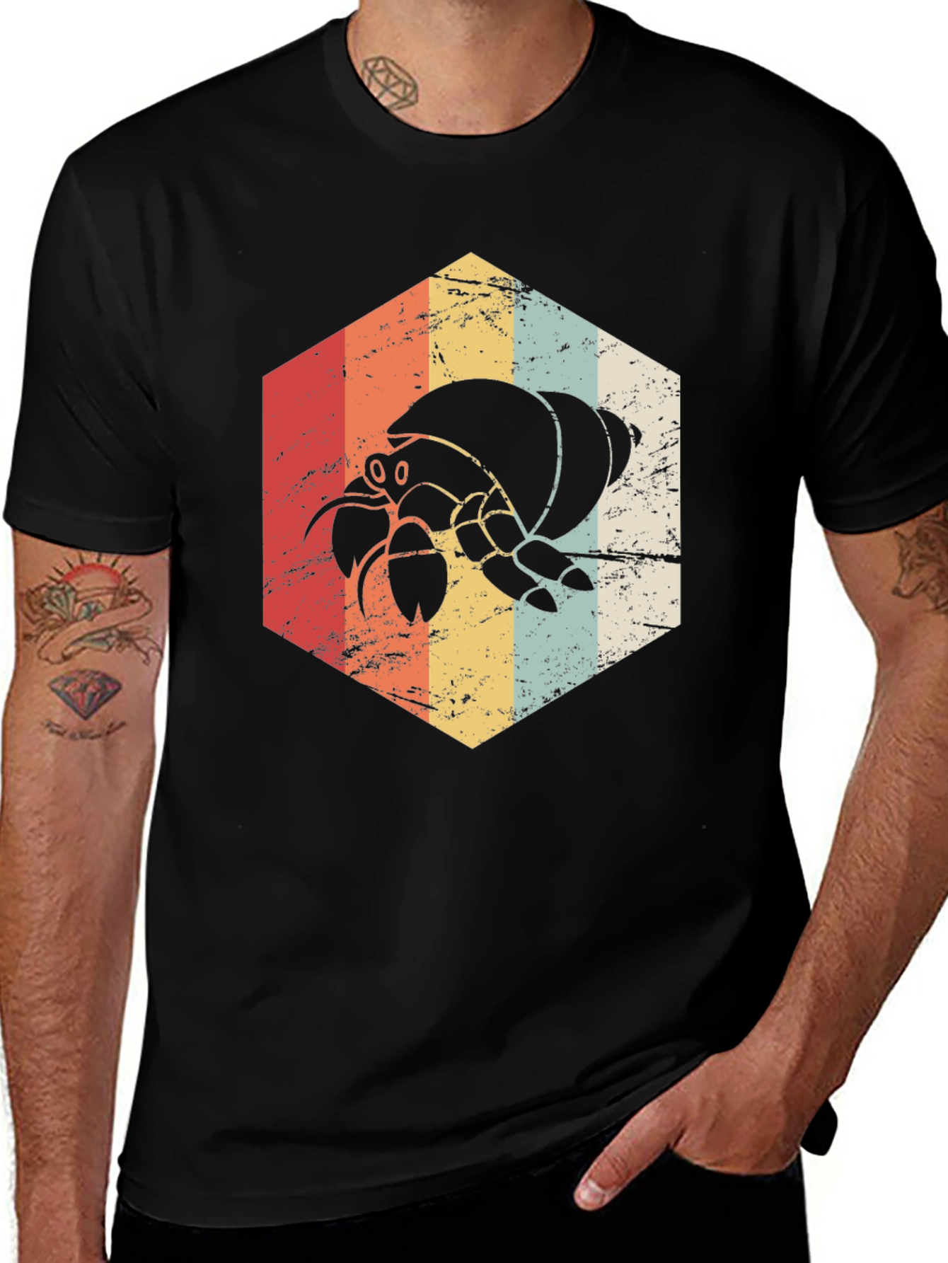 Retro Hermit Crab Graphic Tee - Unisex Black T-Shirt