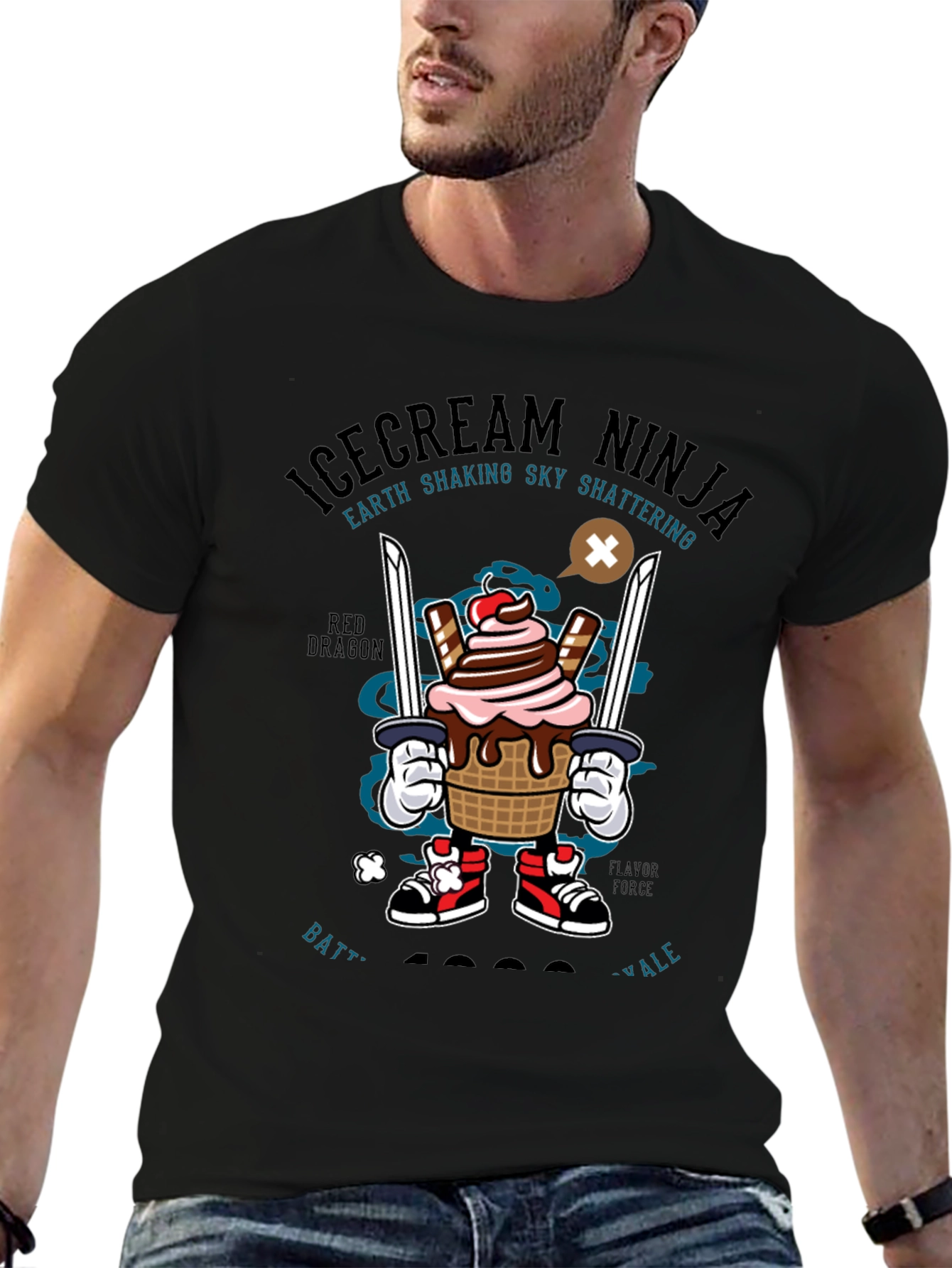 Ice Cream Ninja Graphic T-Shirt - Novelty Design