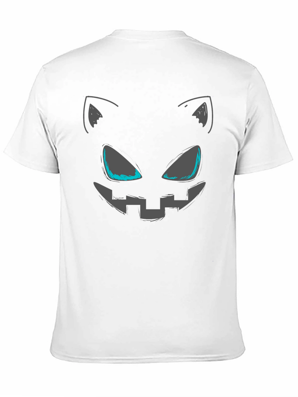 Spooky Cat Face Graphic Tee - Halloween Style