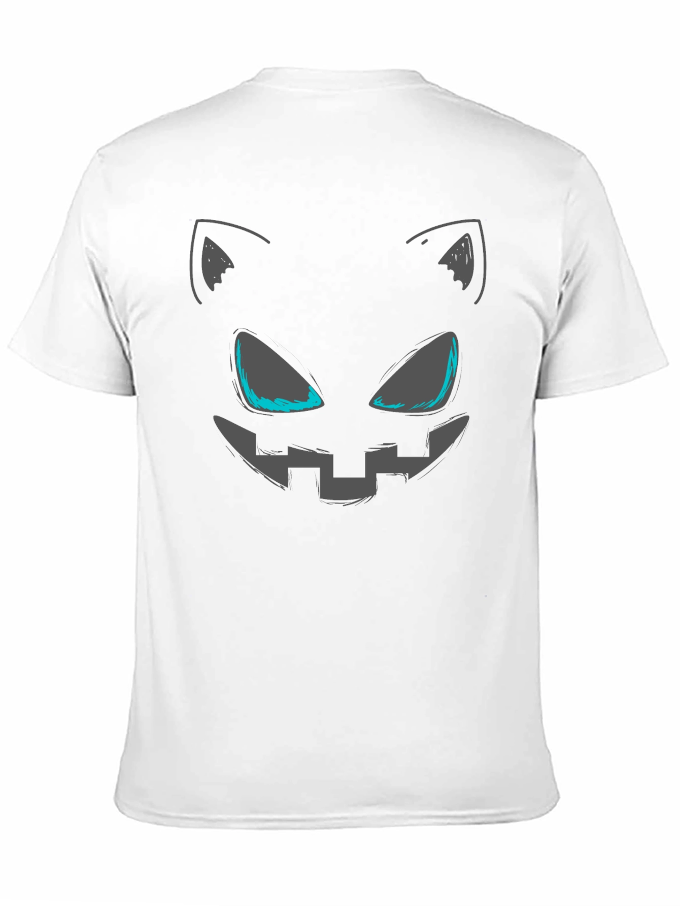 Spooky Cat Face Graphic Tee - Halloween Style