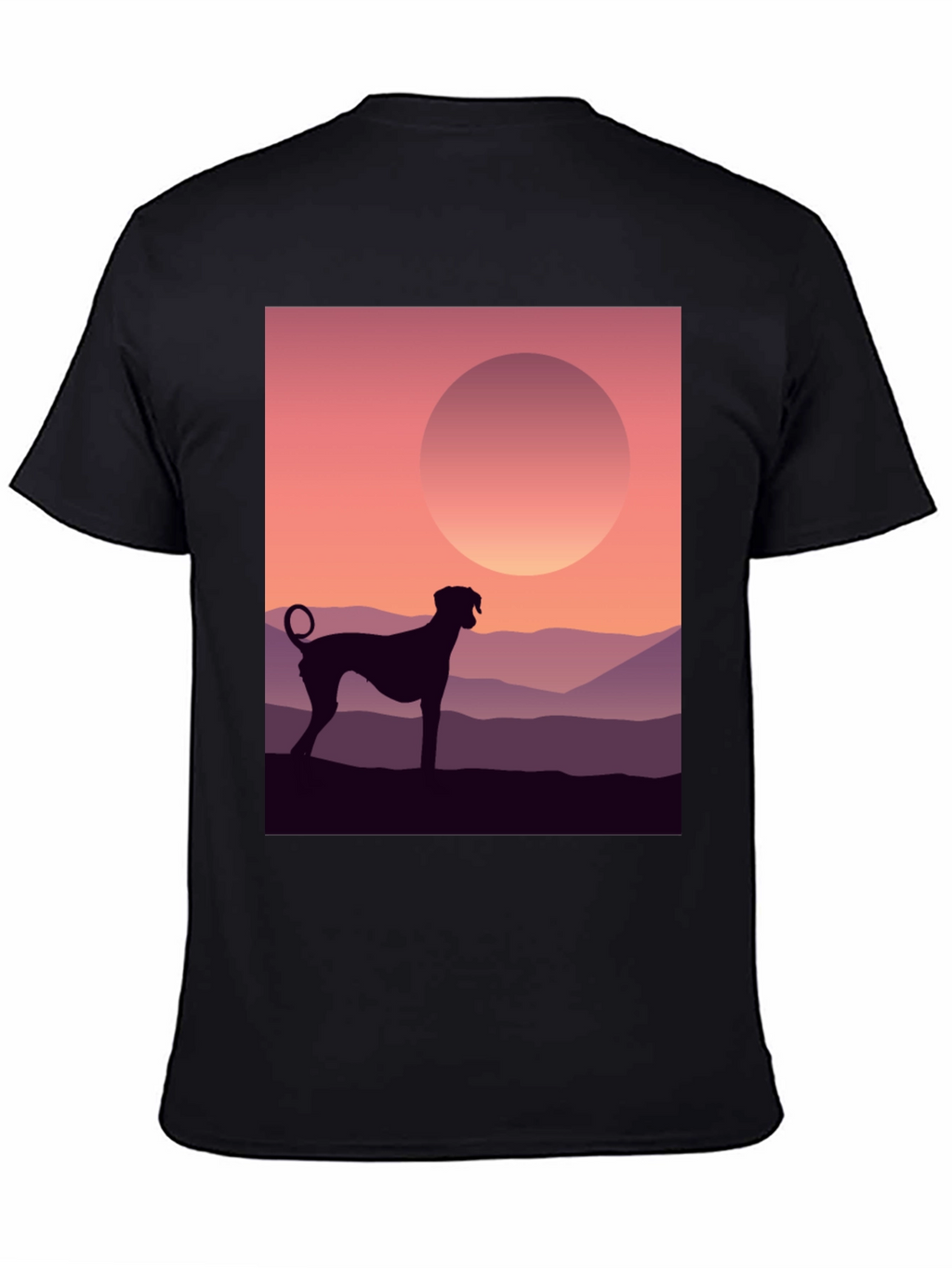 Dog Silhouette T-Shirt - Sunrise Design
