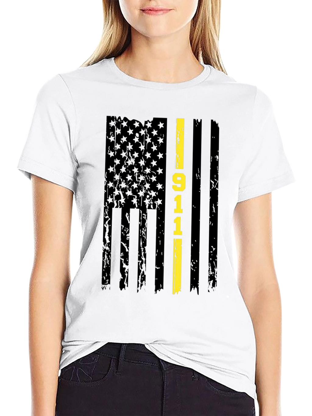 911 Thin Yellow Line Flag Graphic T-Shirt
