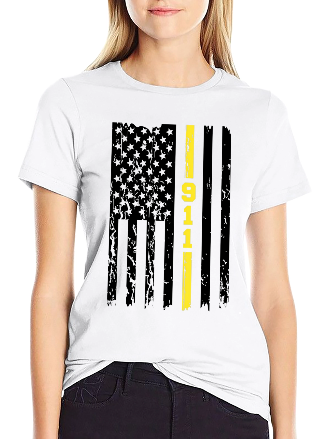 911 Thin Yellow Line Flag Graphic T-Shirt