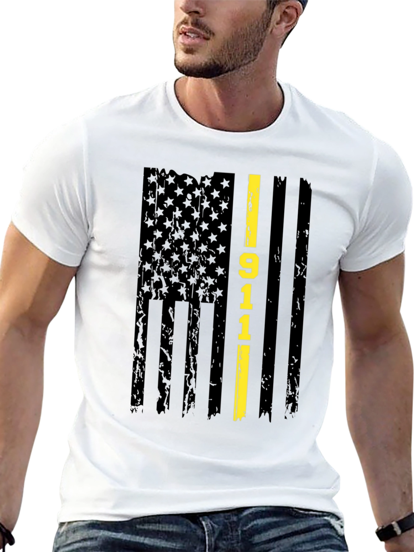 911 Thin Yellow Line Flag Graphic T-Shirt