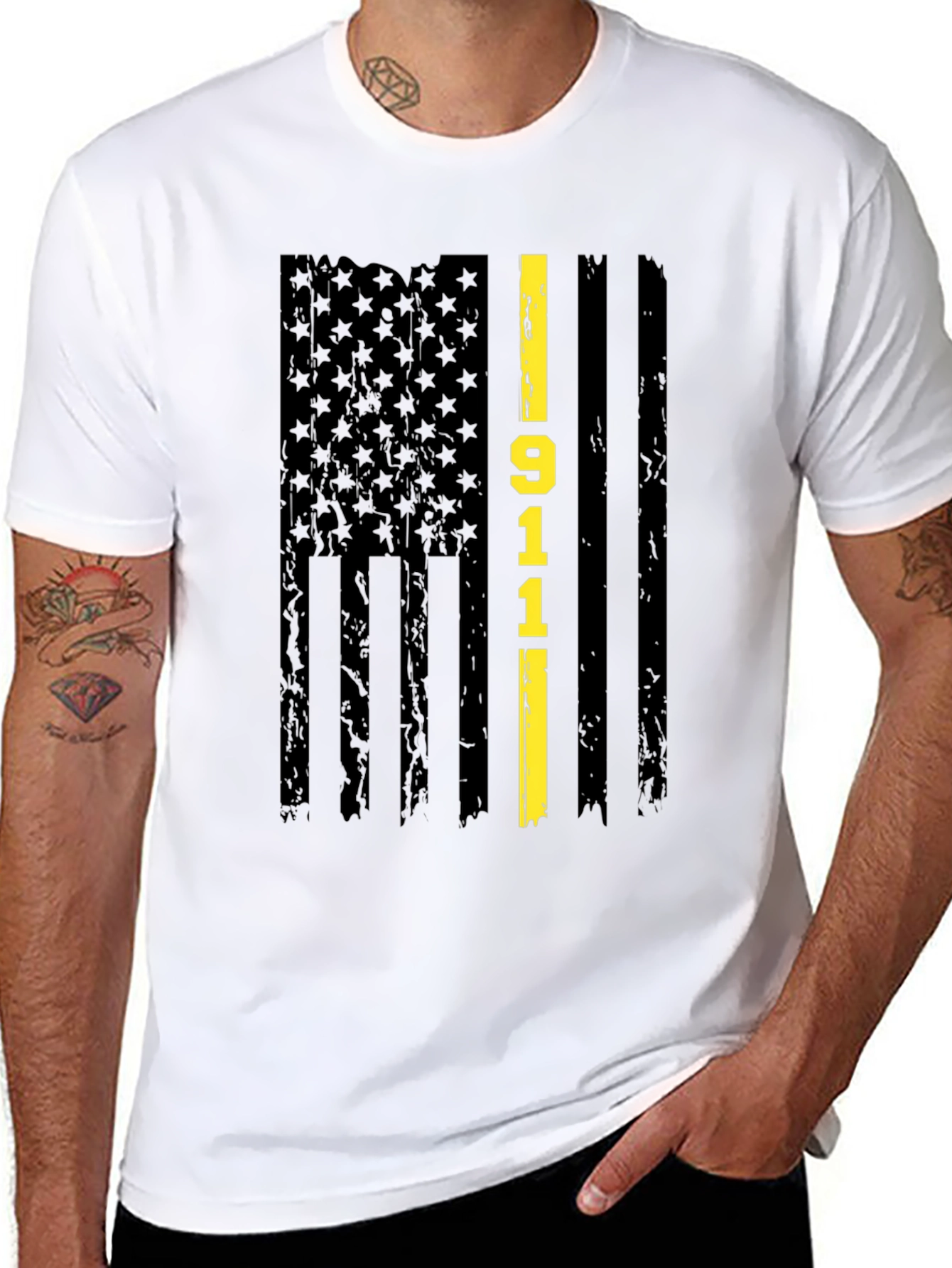911 Thin Yellow Line Flag Graphic T-Shirt