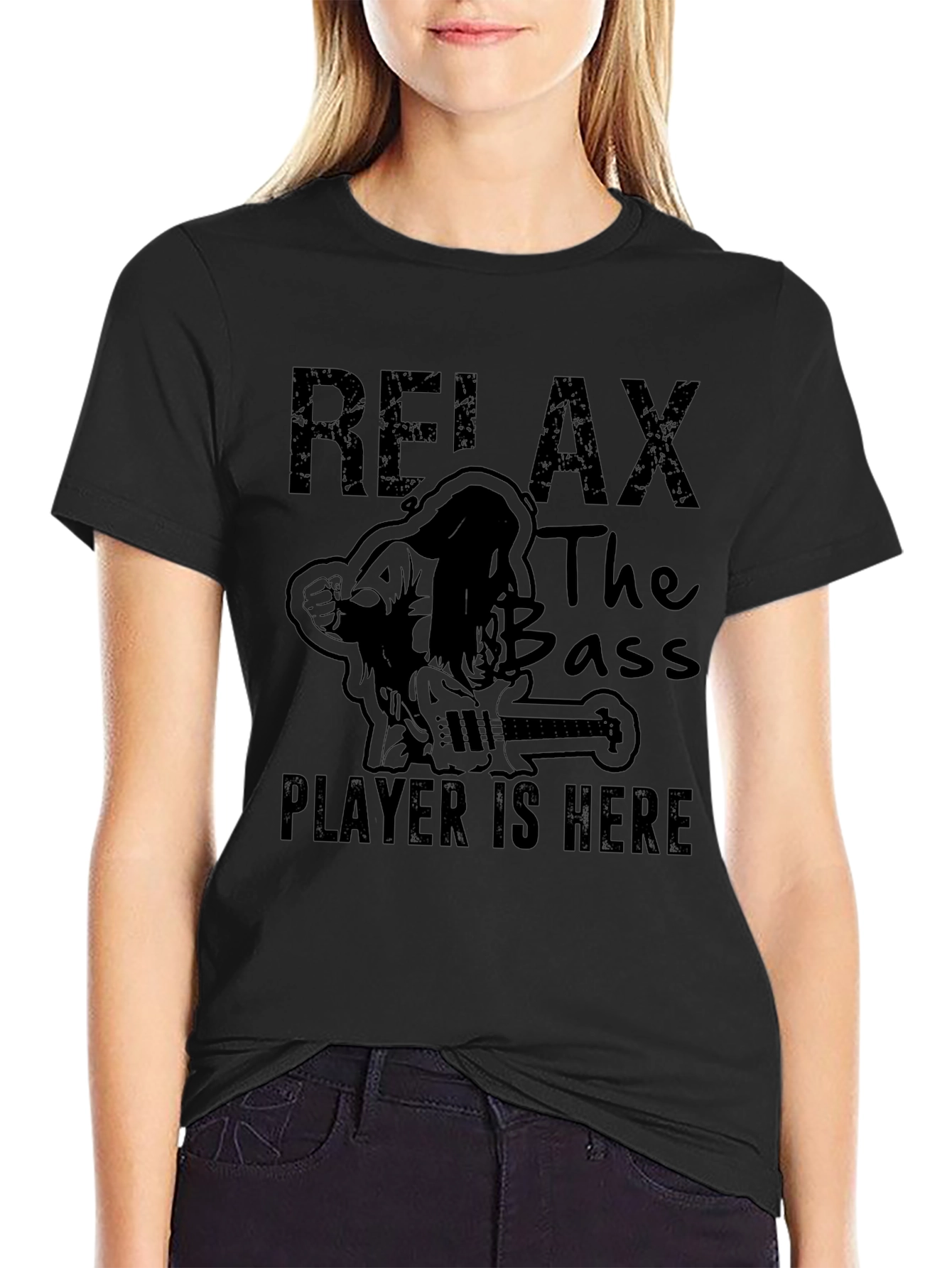 Relax Bass Player Here Black T-Shirt