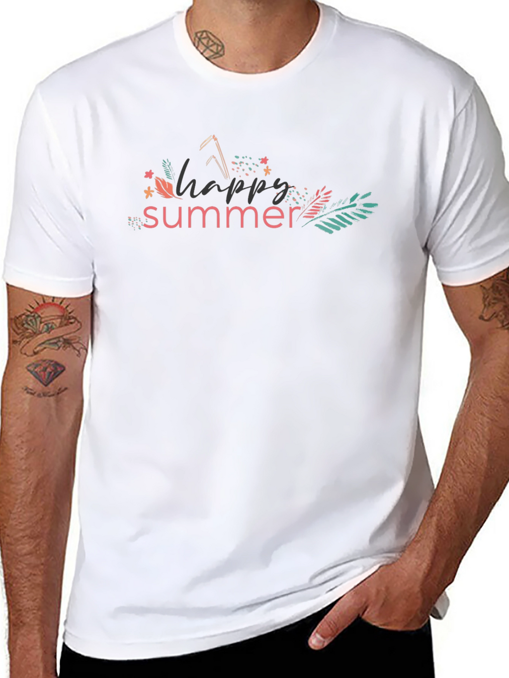 Happy Summer Black T-Shirt for Men