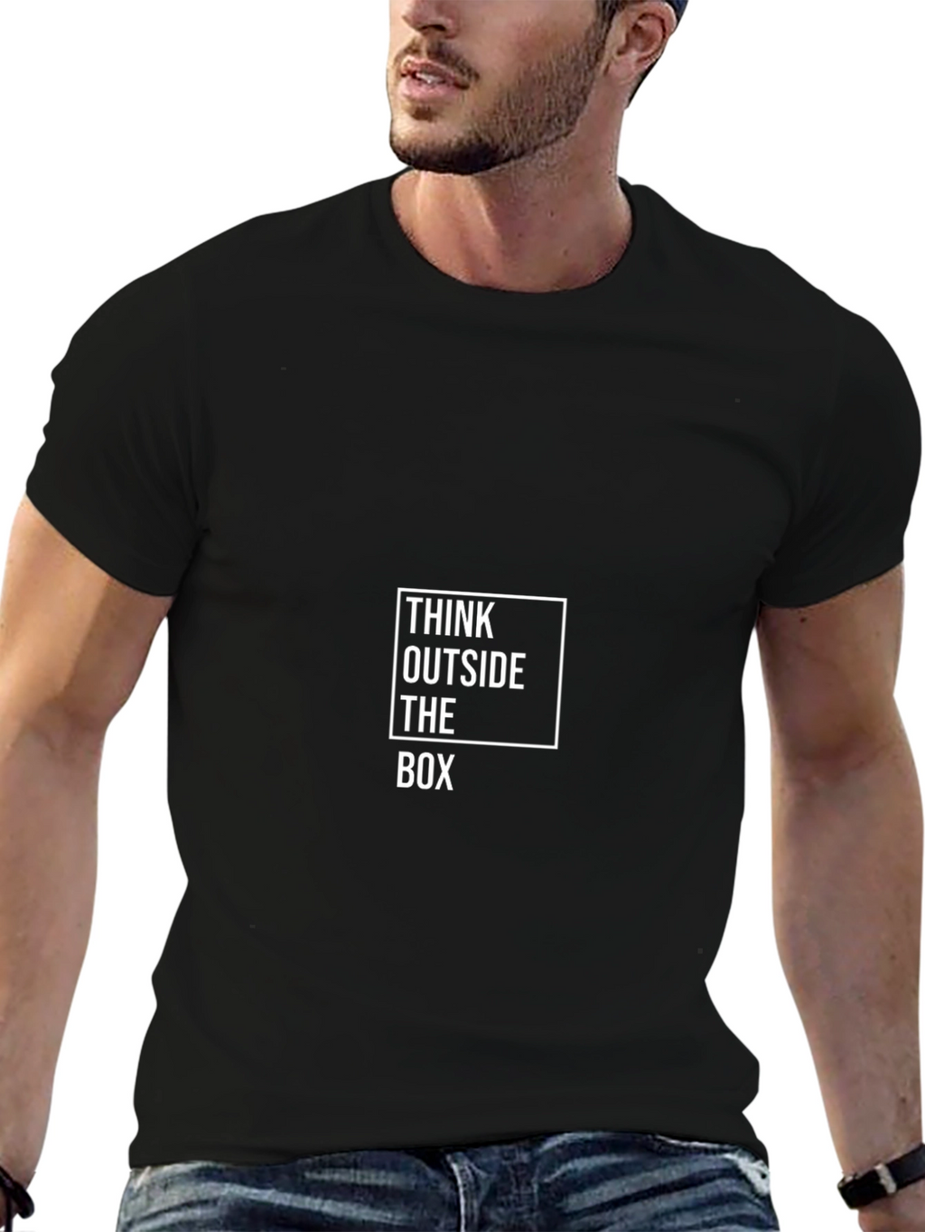 Think Outside the Box Graphic T-Shirt - Black