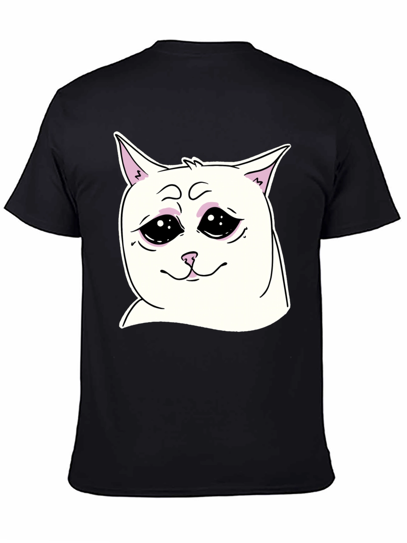 Sad Cat Meme Graphic T-Shirt - Unisex Black Tee