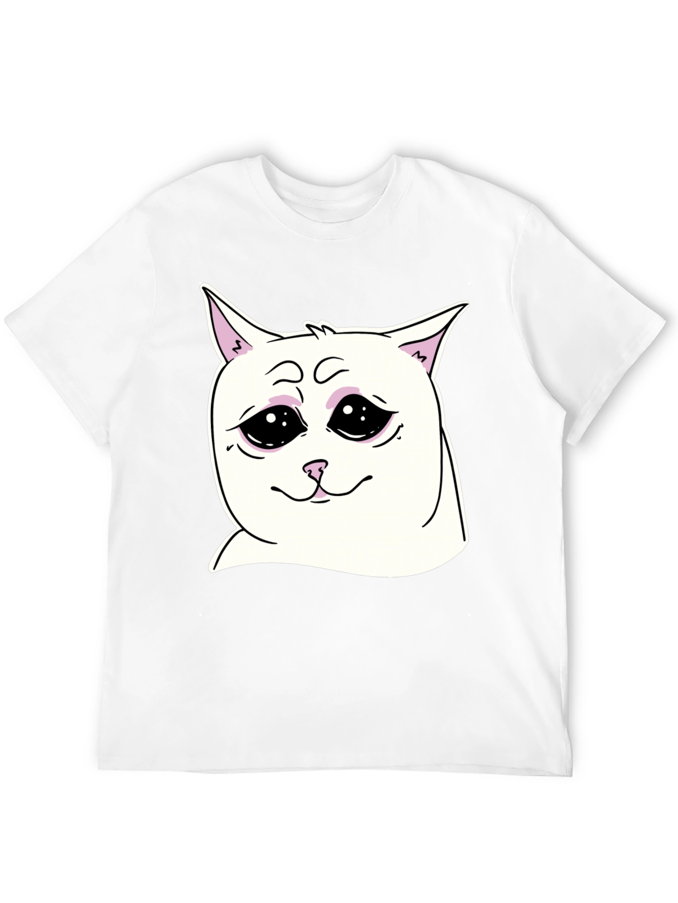 Sad Cat Meme Graphic T-Shirt - Unisex Black Tee