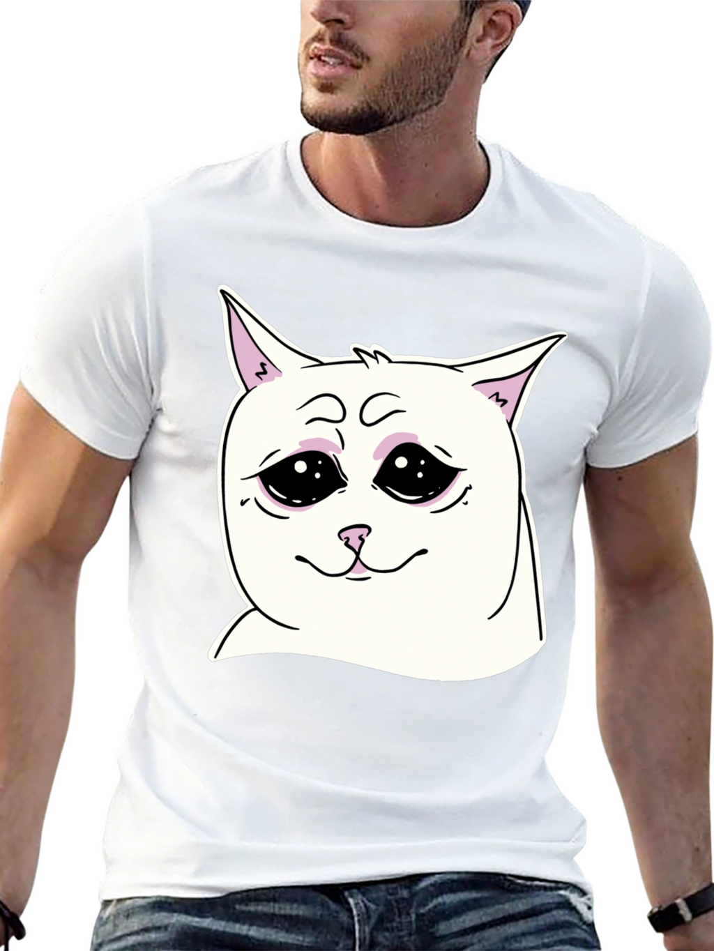 Sad Cat Meme Graphic T-Shirt - Unisex Black Tee