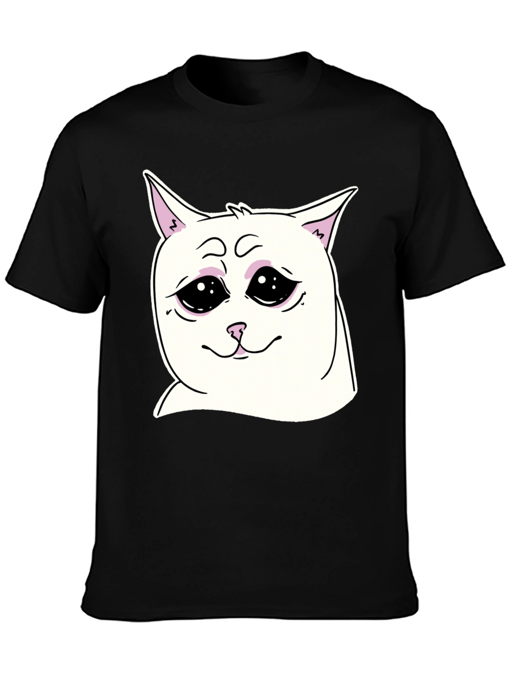 Sad Cat Meme Graphic T-Shirt - Unisex Black Tee