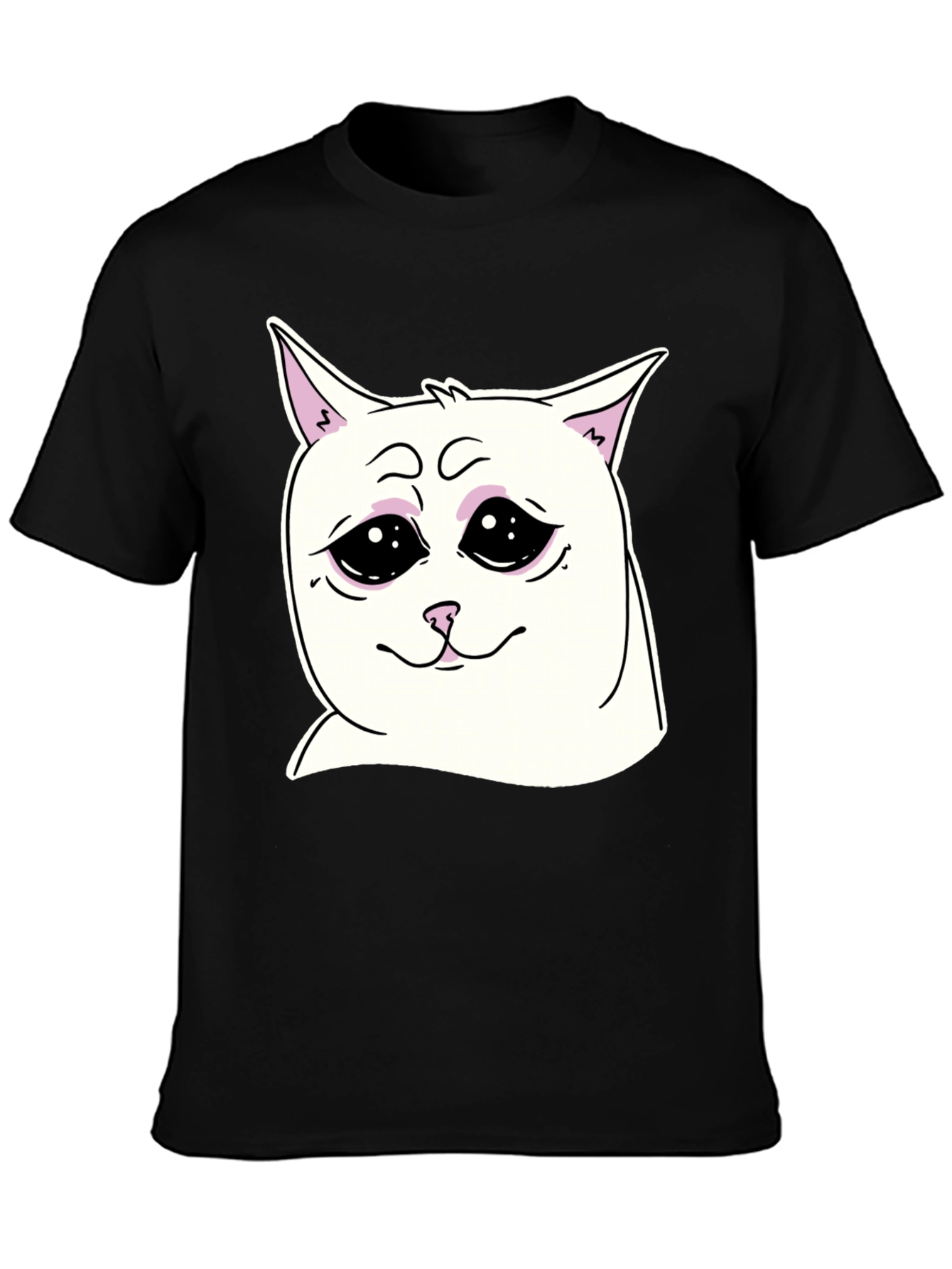 Sad Cat Meme Graphic T-Shirt - Unisex Black Tee