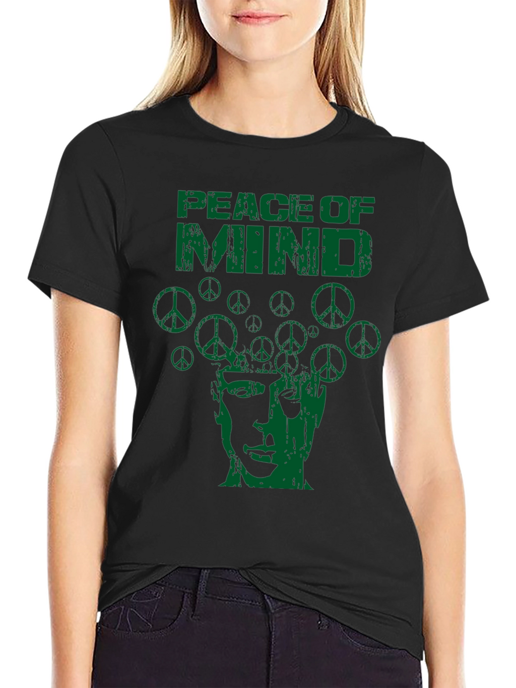 Peace of Mind Graphic Print Crew Neck T-Shirt