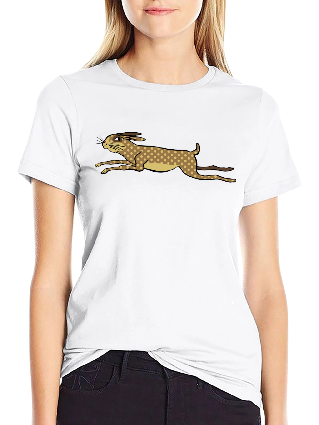 Rabbit Run Graphic Tee - Black Cotton Casual Top