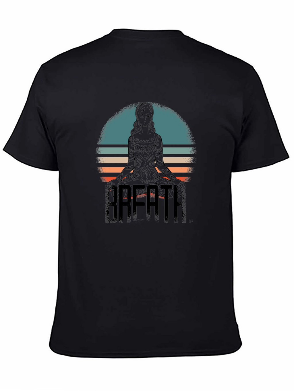 Breath Yoga Meditate Black Graphic Tee Shirt