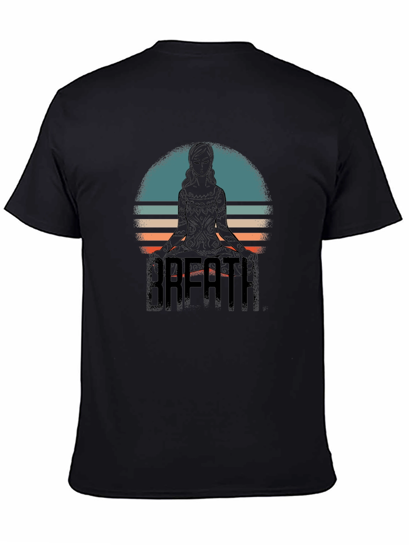 Breath Yoga Meditate Black Graphic Tee Shirt