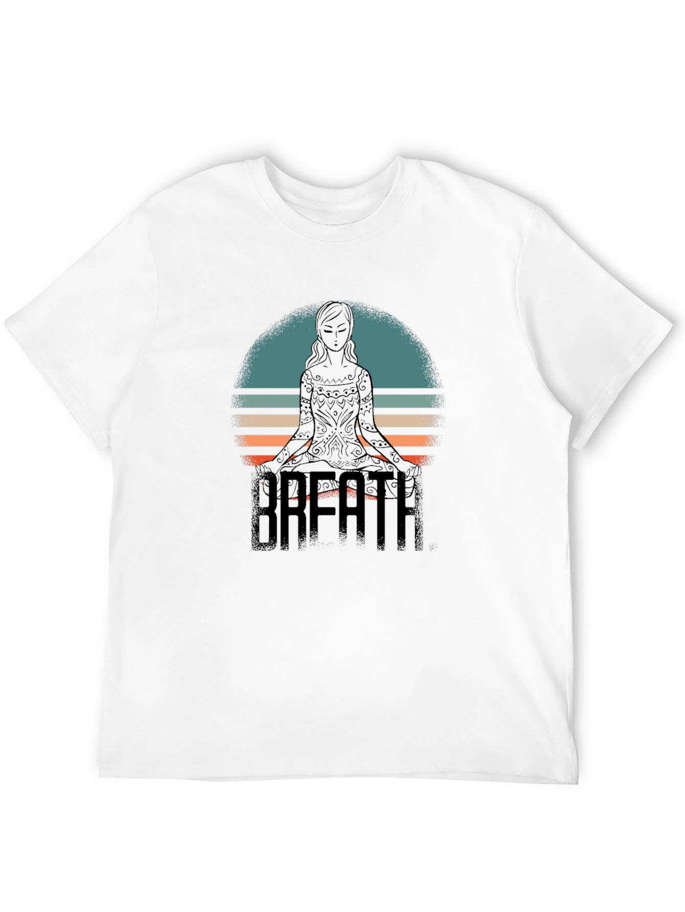 Breath Yoga Meditate Black Graphic Tee Shirt