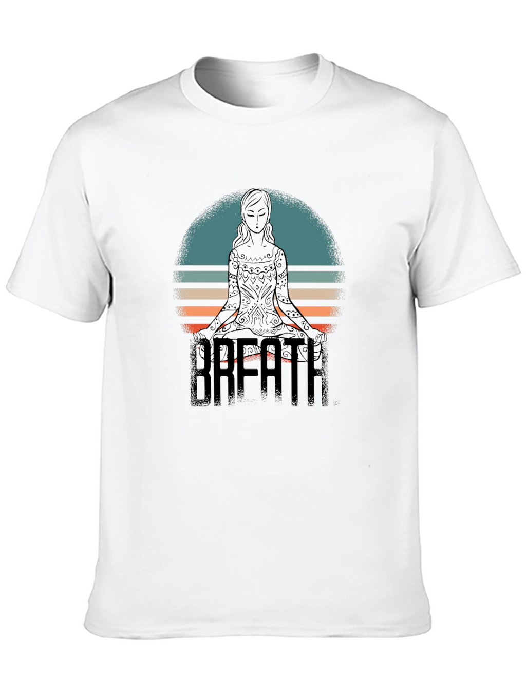 Breath Yoga Meditate Black Graphic Tee Shirt