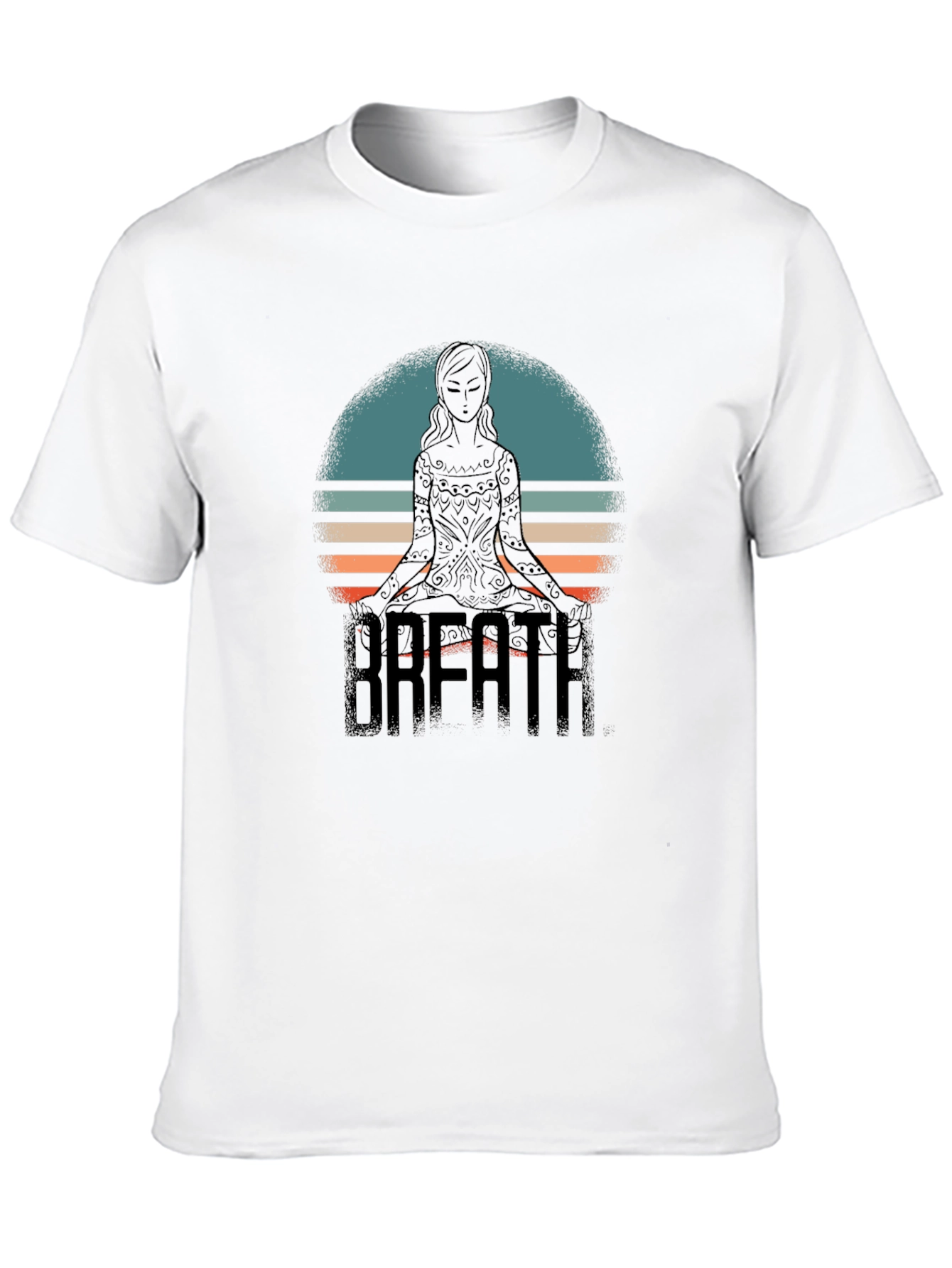 Breath Yoga Meditate Black Graphic Tee Shirt