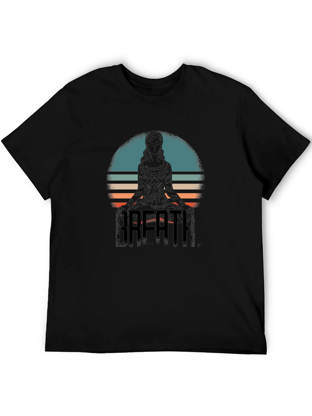 Breath Yoga Meditate Black Graphic Tee Shirt
