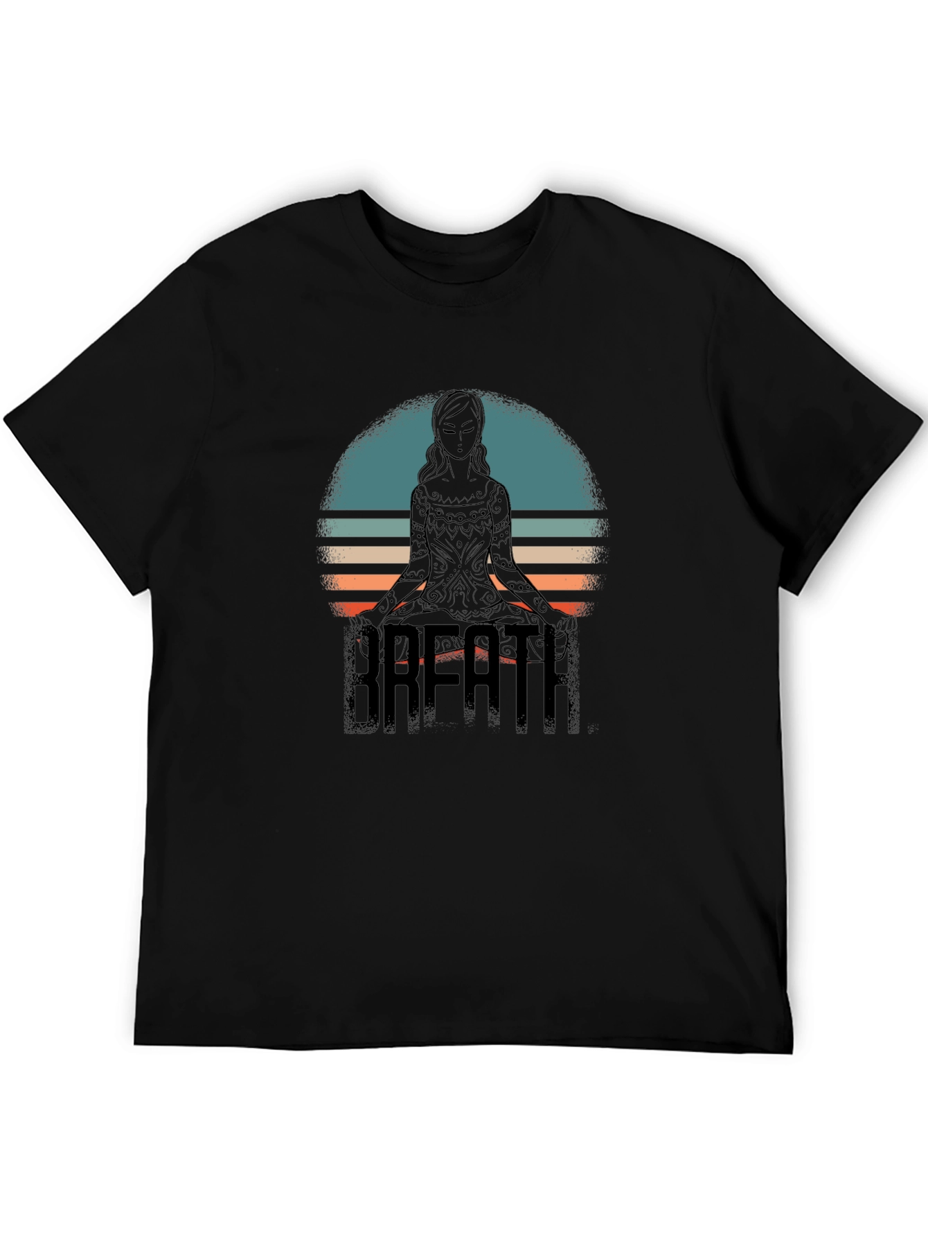 Breath Yoga Meditate Black Graphic Tee Shirt