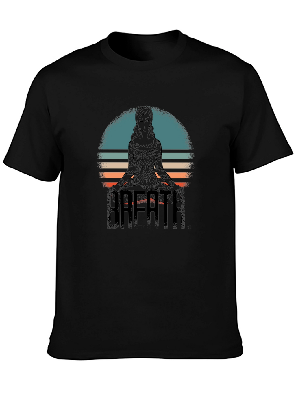 Breath Yoga Meditate Black Graphic Tee Shirt
