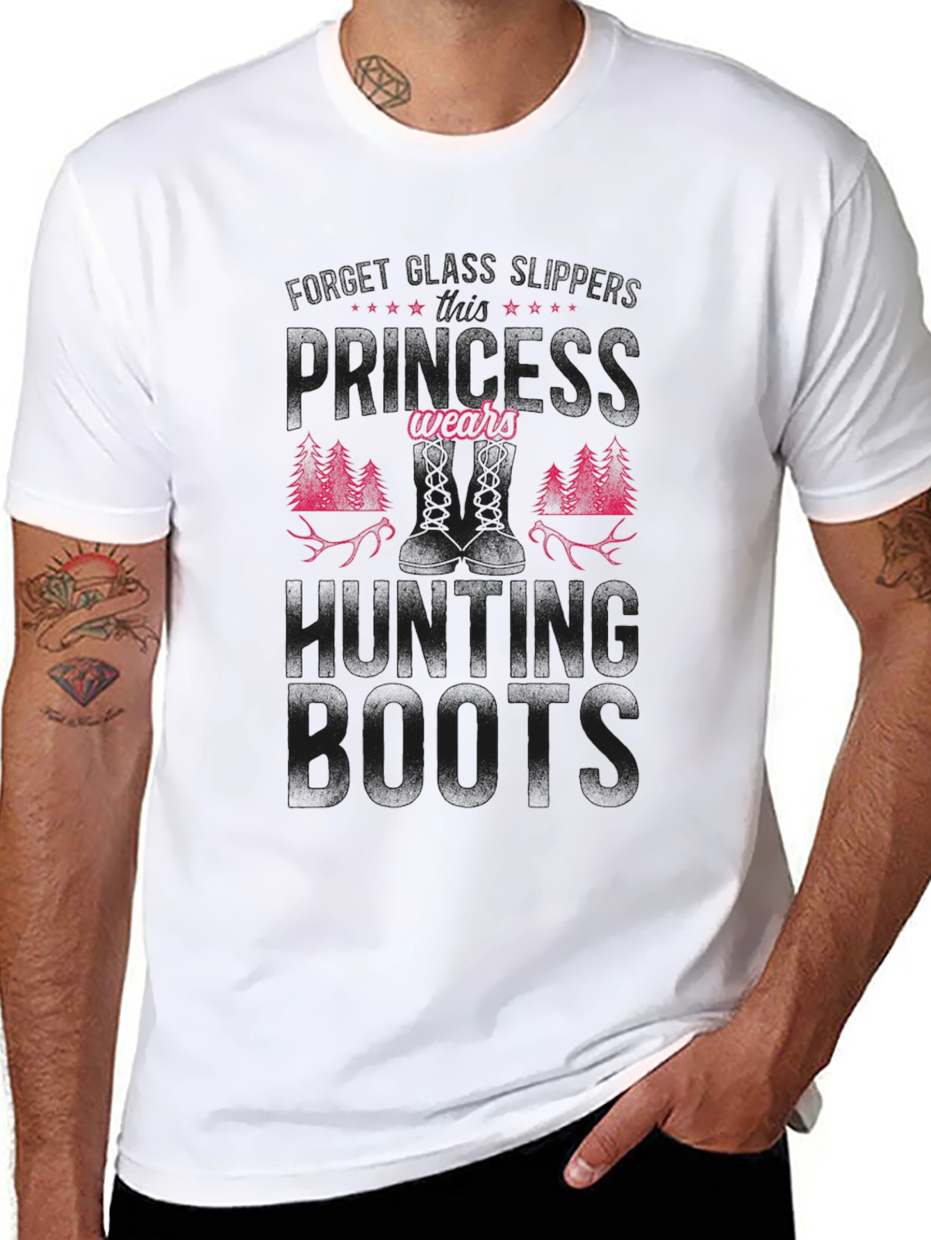 Hunting Boots Graphic Tee - Black Cotton Blend
