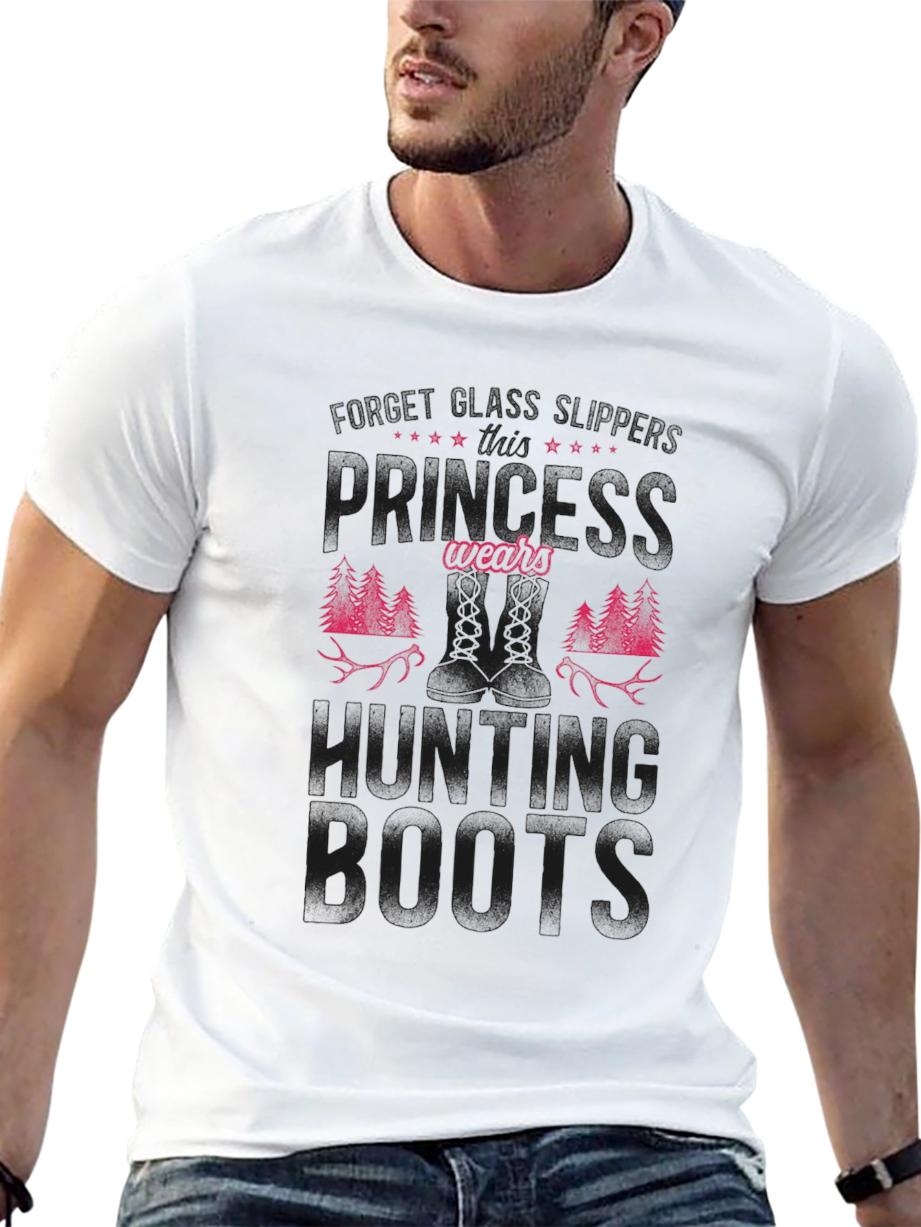 Hunting Boots Graphic Tee - Black Cotton Blend