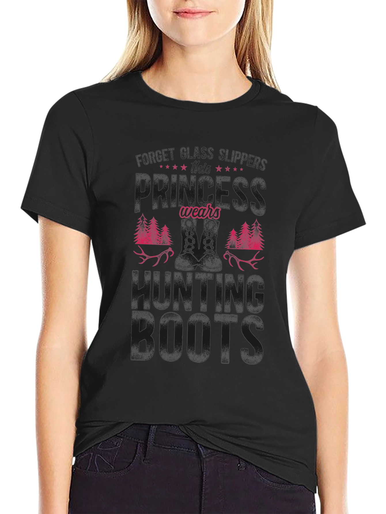 Hunting Boots Graphic Tee - Black Cotton Blend