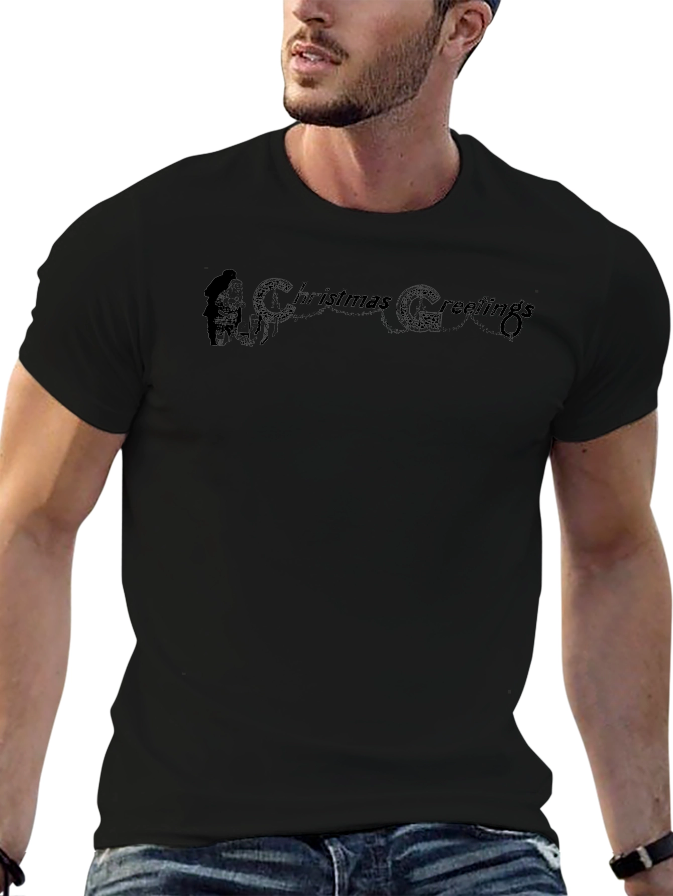 Christmas Greetings Black T-Shirt