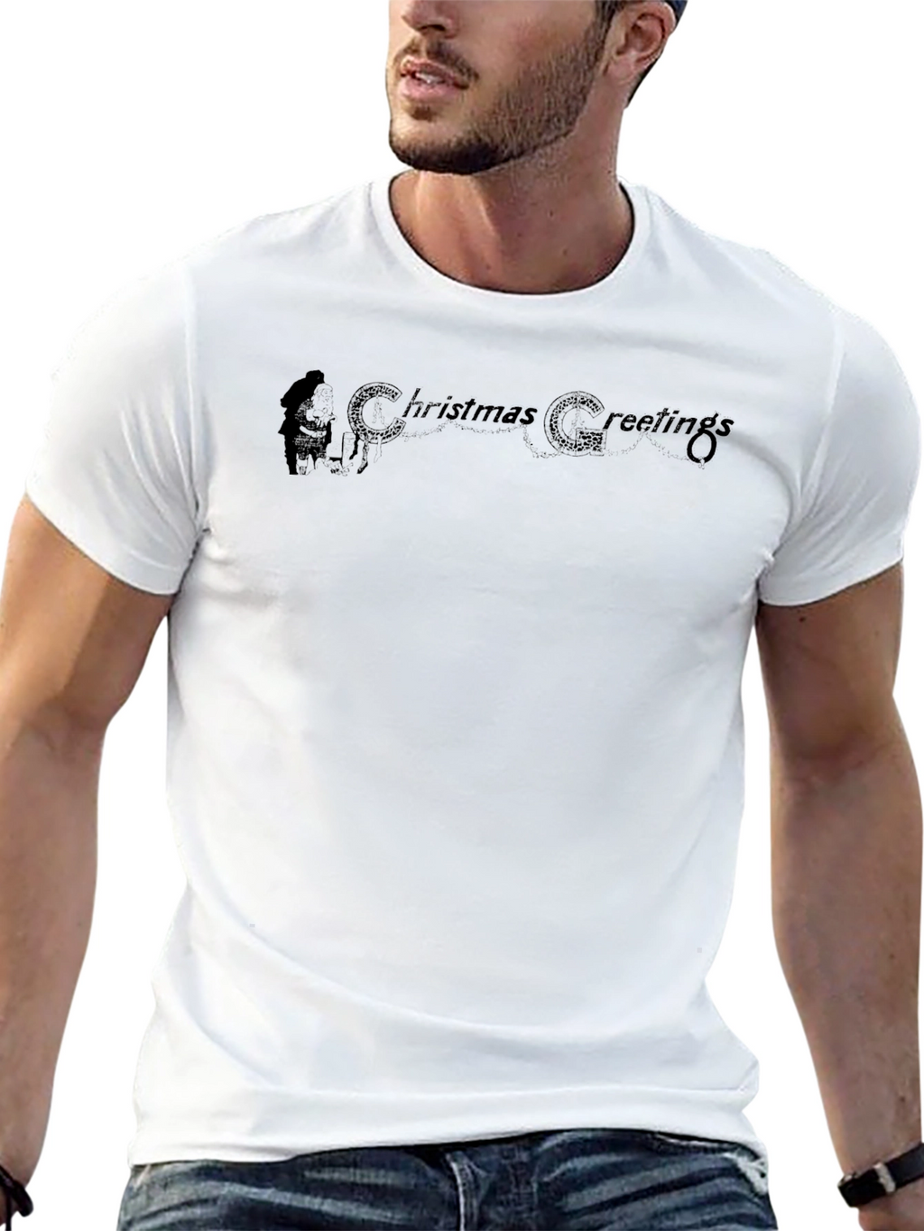 Christmas Greetings Black T-Shirt