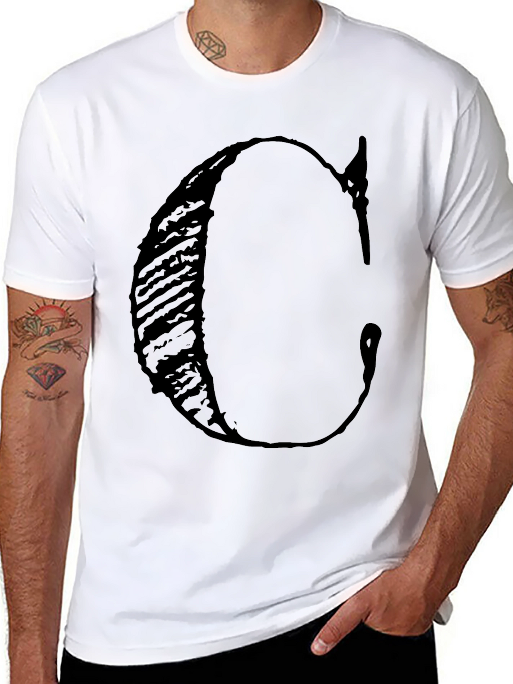 Bold C Letter Graphic Black T-Shirt