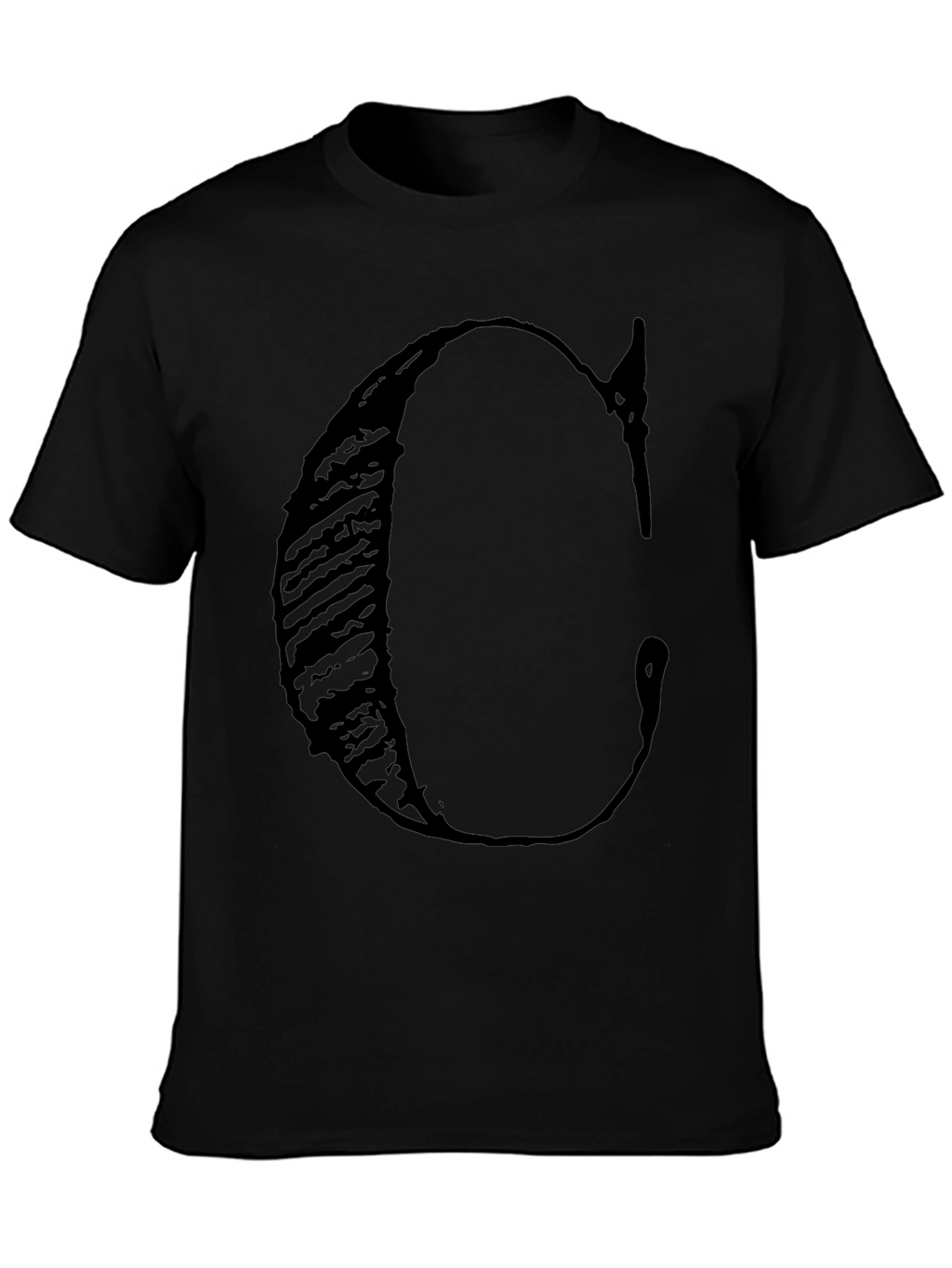 Bold C Letter Graphic Black T-Shirt